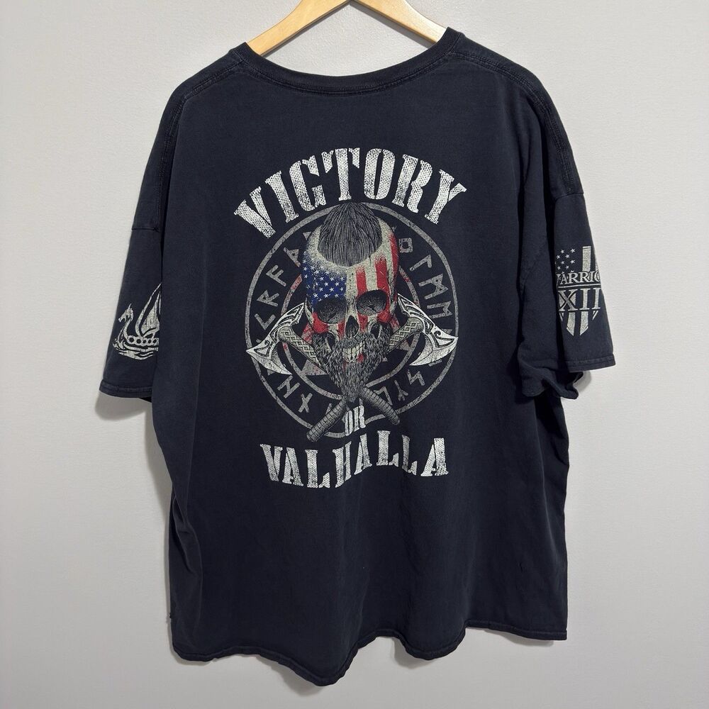 Warrior XII Victory or Valhalla Viking Skull American Apparel T-Shirt 3XL